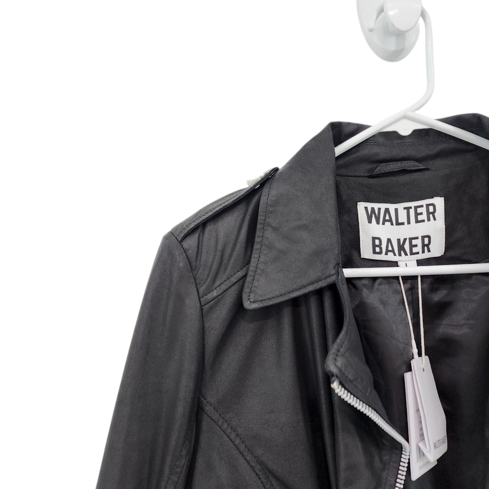 Walter Baker Women's 100% Leather Fitted Crop Moto Jenny Jacket - L - Picture 2 of 7